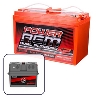 Power AGM 12V 135Ah Dual Purpose Battery Bundle with Portable Multi-Function Battery Box with LED light