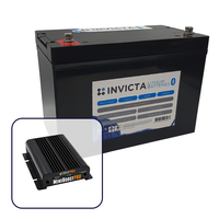 Invicta 12V 100Ah Lithium Battery with Bluetooth + BMPRO 30A 12V DC to DC Battery Charger with Solar Input