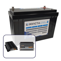 Invicta 12V 125Ah Lithium Battery with Bluetooth + BMPRO 30A 12V DC Battery Charger + BMPRO 25A 12V AC Battery Charger
