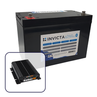 Invicta 12V 200Ah Lithium Battery with Bluetooth + BMPRO 30A 12V DC to DC Battery Charger with Solar Input