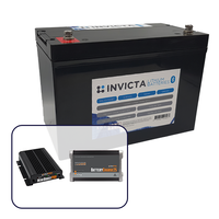 Invicta 12V 200Ah Lithium Battery with Bluetooth + BMPRO 30A 12V DC Battery Charger + BMPRO 25A 12V AC Battery Charger