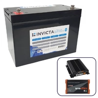 Invicta 12V 200Ah Lithium Battery with Bluetooth + BMPRO 30A 12V DC Battery Charger + BMPRO 25A 12V AC Battery Charger