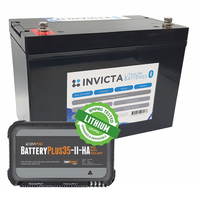 Invicta 12V 200Ah Lithium Battery with Bluetooth + BMPRO BatteryPlus35-II-HA 35A High Amp Battery Management System Bundle