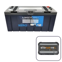 Invicta 12V 200Ah Lithium Battery with Bluetooth + BMPRO BatteryPlus35-II-HA 35A High Amp Battery Management System Bundle
