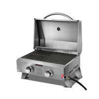 Grillz Portable Gas BBQ Grill 2 Burners with 2 Plates