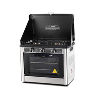 Devanti Silver & Black 3 Burner Portable Gas Oven