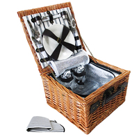 Alfresco? 2 Person Picnic Basket Set Vintage Outdoor Baskets Insulated Blanket