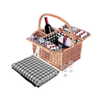 Alfresco 4 Person Picnic Basket Set Insulated Outdoor Blanket Bag