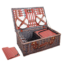 Alfresco 4 Person Picnic Basket Wicker Picnic Set, Outdoor Insulated Blanket