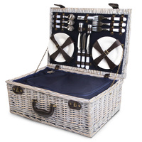 Alfresco 6-Person Wicker Picnic Basket - Blue