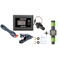 Topargee Surface Mount Water Gauge Package with 3m Sender Lead & Digital Water Flow Meter