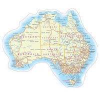 TRA Australia Map Decal Sticker, Yellow