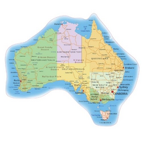 TRA Australia Map Decal Sticker, Multi-coloured