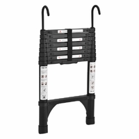 TRA 2.6m Black Portable Telescopic Ladder with Hooks and Carry Bag