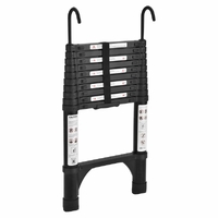 TRA 3.2m Black Portable Telescopic Ladder with Hooks and Carry Bag