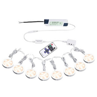 DZ 12V Under Cabinet Dimmable Linkable Puck LED Lights - Warm White, Pk of 8
