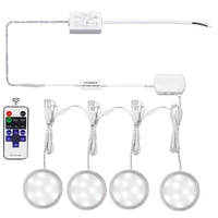 DZ 12V Slim Under Cabinet Linkable Aluminum Dimmable Puck LED Lights with Remote Control, Daylight White, Pk of 4