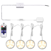 DZ 12V Slim Under Cabinet Dimmable Linkable Puck LED Lights - Warm White, Pk of 4