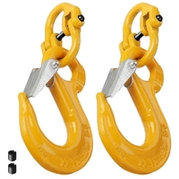 Aumerage 2T Sling Hook With Hammerlock Heavy Duty Safety Latch Swivel Winch Hook For Trailer Safety Chain -Yellow, Set of 2
