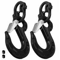 Aumerage 3.15T Sling Hook Heavy Duty Hammerlock/Slip Hook Kit With Swivel Winch & Safety Latch - Black, Set of 2