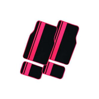 DZ Universal 4-Piece Carpet Car Mat - Black & Red