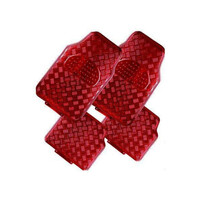 DZ Venom Aluminium Look 4-Piece Rubber Car Mat - Red