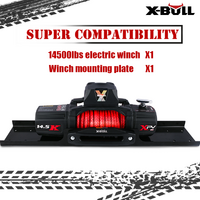 X-BULL 14500LB / 6577kg 12V Synthetic Rope Electric Winch with Mounting Plate