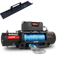 X-BULL 12000LB / 5443kg 12V Synthetic Rope Electric Winch with Mounting Plate