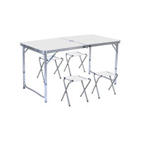 KILIROO Camping Table 120cm With 4 Chair - Silver