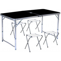 KILIROO Camping Table 120cm With 4 Chair - Black