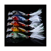 DZ 4.5cm Crank Bait Fishing Lure Surface Tackle Saltwater with Tail, 5 Pack