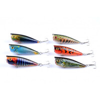 DZ 6cm Poppers Fishing Lure Surface Tackle Fresh Saltwater 6 Pack