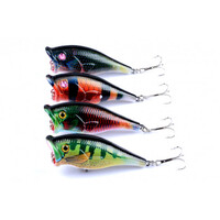 DZ 6.5cm Dark Colours Poppers Fishing Lure Surface Tackle Fresh Saltwater 4 Pack