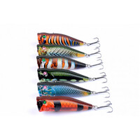 DZ 7cm Poppers Fishing Lure Surface Tackle Fresh Saltwater 6 Pack