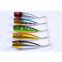 DZ 7cm Poppers Fishing Lure Surface Tackle Fresh Saltwater 5 Pack