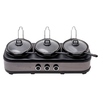 Westinghouse Black Stainless Steel Slow Cooker with 3 x 2.5 Litre Cermaic Pot Inserts