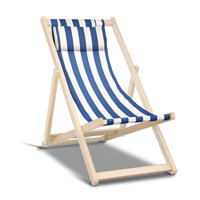 Artiss Fodable Beach Sling Chair - Blue & White Stripes