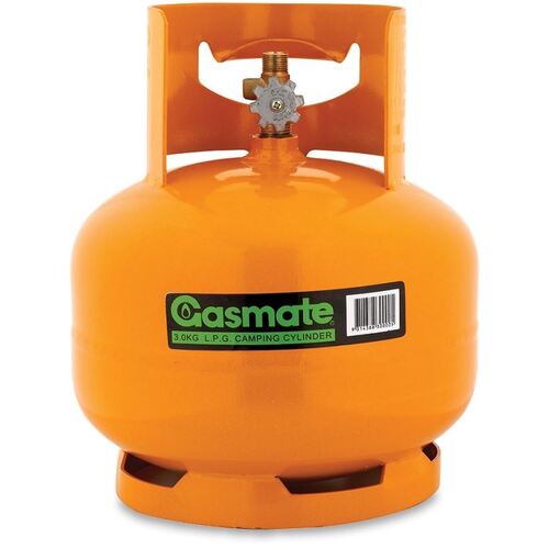 Gasmate LPG 3kg Camping Cylinder, 3/8" LH BSP
