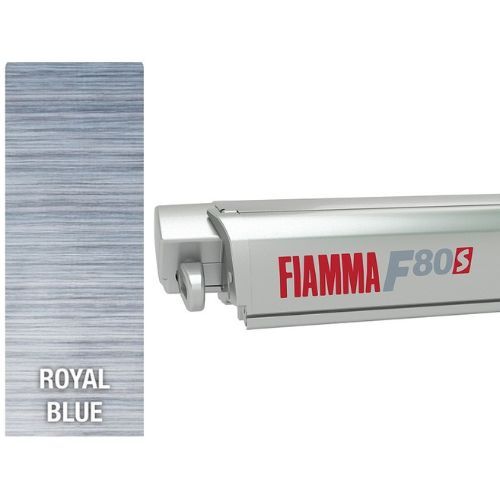 Fiamma F80s 2.9m Titanium Cassette / Royal Blue Fabric Box Awning, 07832A01Q