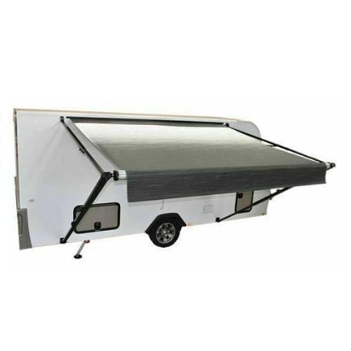 Carefree 10 ft - Fiesta Triple Black Shale Fade Awning - No LED - No Arms. FO106E4EHM