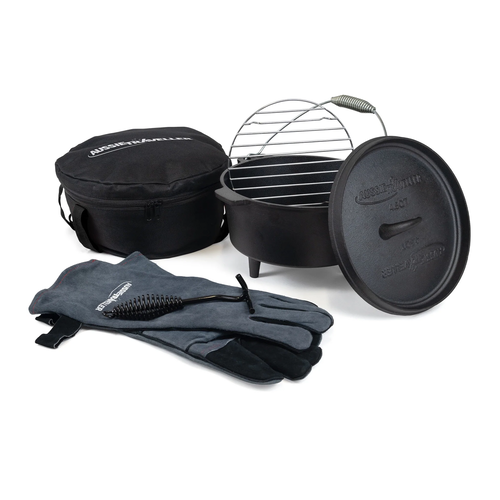 Aussie Traveller Cast Iron 4.5 Qrt Camp Oven Kit