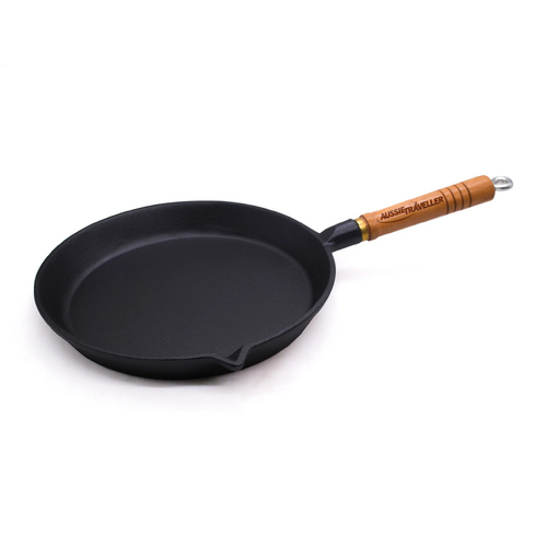 Aussie Traveller 26cm Round Cast iron Frypan