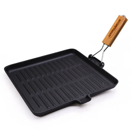 Aussie Traveller 28cm Square Cast Iron Frypan