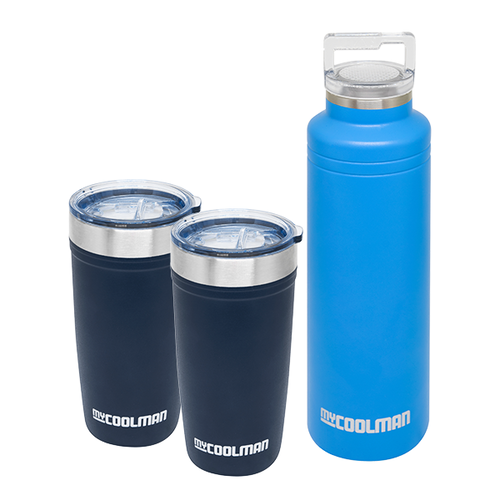 myCOOLMAN 2 x Thermal 591ml Stainless Steel Tumbler & 591ml Stainless Steel Bottle