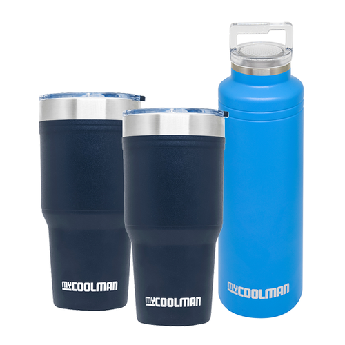 myCOOLMAN 2 x Thermal 887ml Stainless Steel Tumbler & 591ml Stainless Steel Bottle