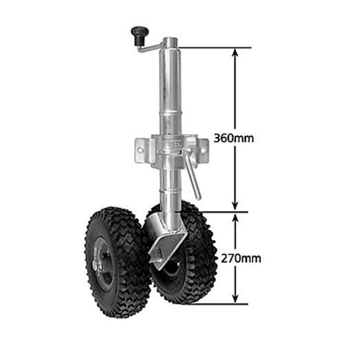 SOLID RUBBER TWIN JOCKEY WHEEL W/CLAMP. JW9THD