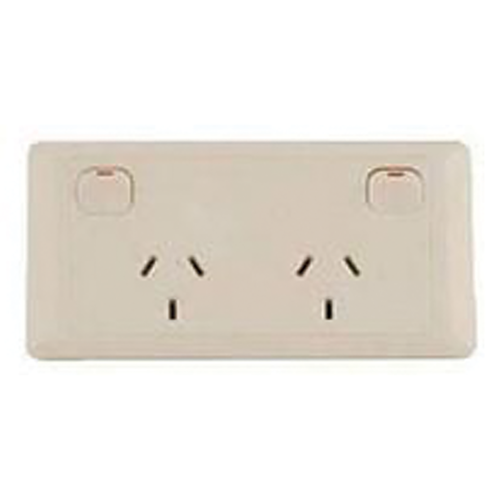 CMS DOUBLE BEIGE 10AMP POWER OUTLET W/20AMP INSTALL COUPLERS. J16.2BG
