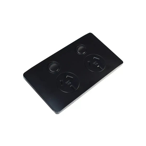 CMS Power Outlet Double - Black, J17.2BK