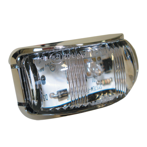 L.E.D REAR END OUTLINE MARKER LAMP RED - CHROME BASE. 91632C