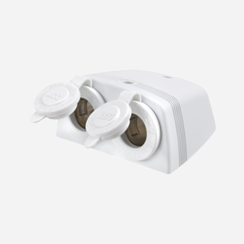 ACCESSORY SOCKET WHITE SURFACE MOUNT TWIN SOCKETS H/D .81160WBL